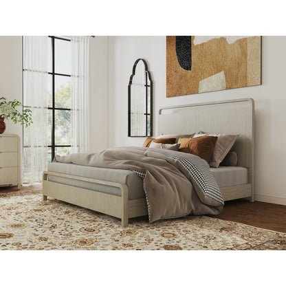 Tavari Wood Panel Bed, Light Gray Finish, Queen