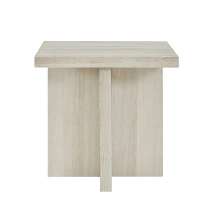 Mchome Square End Table, Nightstand, White Finish