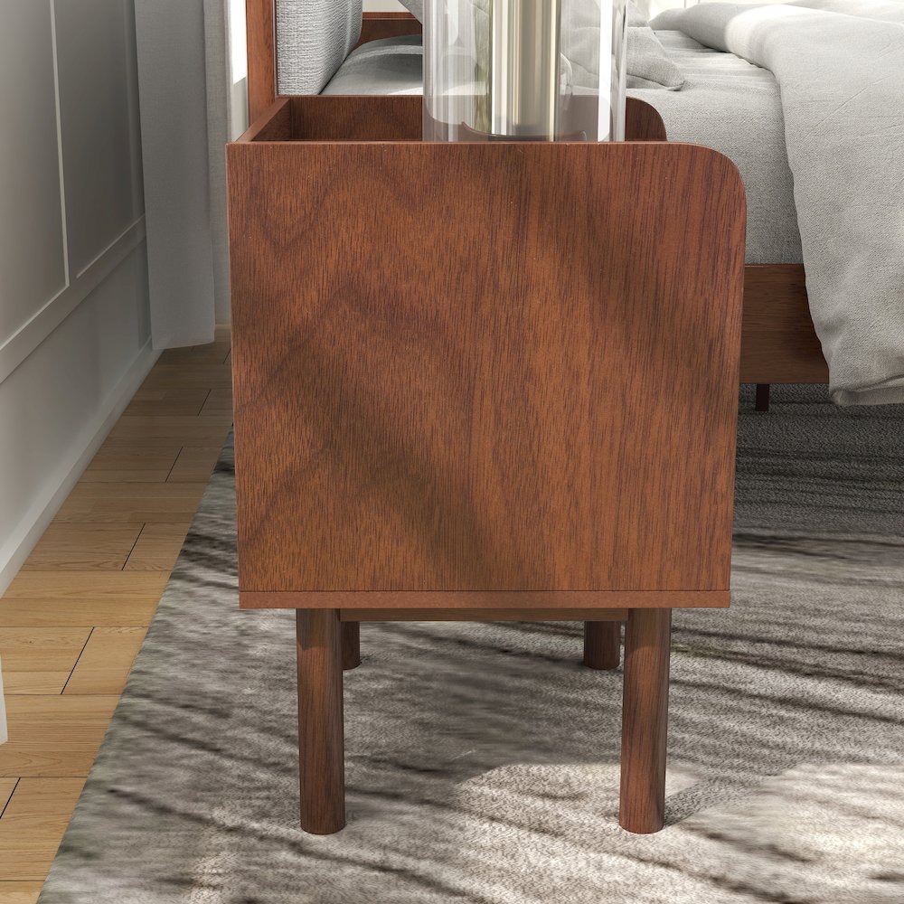 Wyller 2-Piece Bedroom Set, Platform Bed with Nightstand, Natural Walnut, Queen