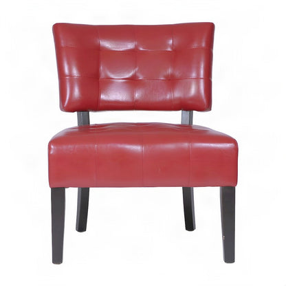 Faux Leather Tufted Oversized Accent Chair, Armchair for Living Room, Red