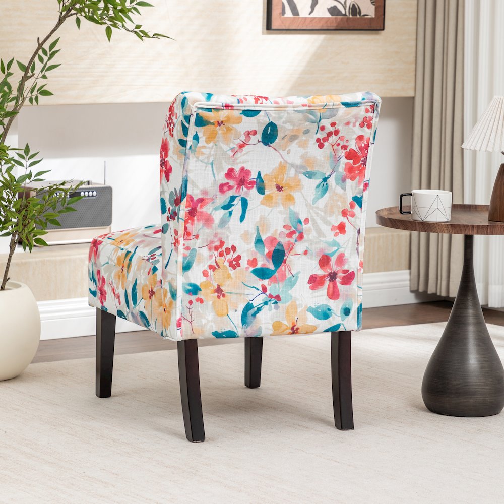 Capa Print Fabric Armless Contemporary Accent Chair, Vibrant Floral