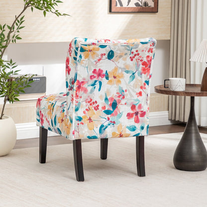 Capa Print Fabric Armless Contemporary Accent Chair, Vibrant Floral
