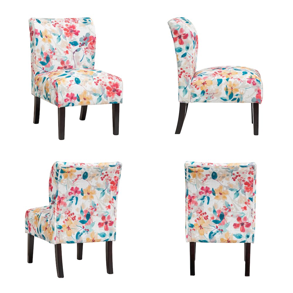 Capa Print Fabric Armless Contemporary Accent Chair, Vibrant Floral