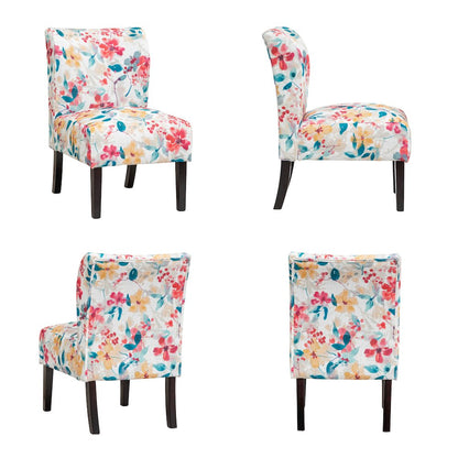 Capa Print Fabric Armless Contemporary Accent Chair, Vibrant Floral
