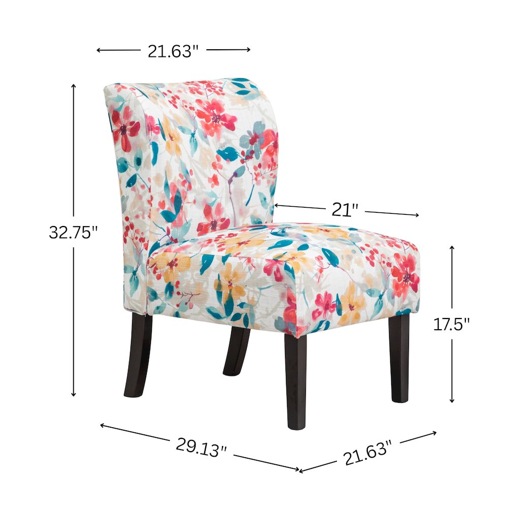 Capa Print Fabric Armless Contemporary Accent Chair, Vibrant Floral