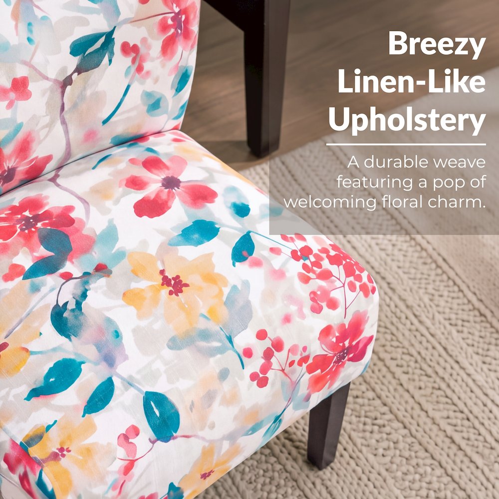Capa Print Fabric Armless Contemporary Accent Chair, Vibrant Floral