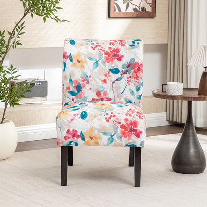 Capa Print Fabric Armless Contemporary Accent Chair, Vibrant Floral