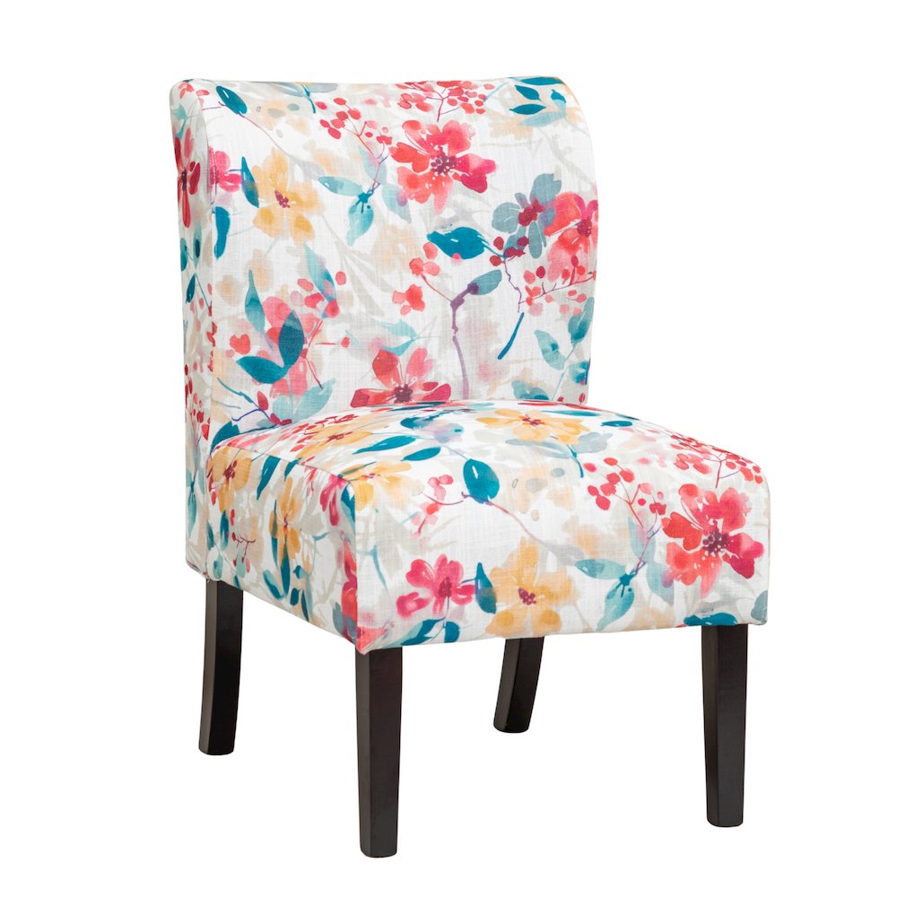 Capa Print Fabric Armless Contemporary Accent Chair, Vibrant Floral
