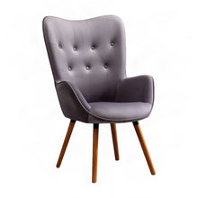 Velvet Button-Tufted Accent Chair, Mid-Century Modern Armchair, Grey