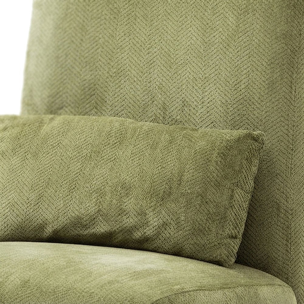 Pisano Fabric Armless Accent Chair with Matching Kidney Pillow, Green