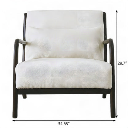 Chenille Mid-Century Modern Accent Chair with Pillow, Armchair, Black
