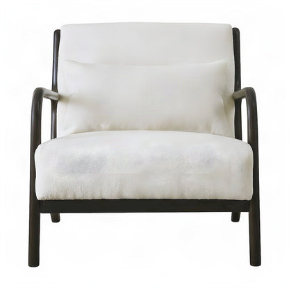 Chenille Mid-Century Modern Accent Chair with Pillow, Armchair, Black