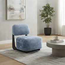 Chenille Modern Accent Chair with Solid Wood Frame, Upholstered, Blue