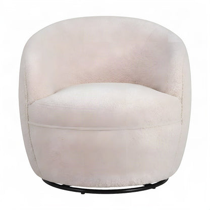 Sherpa Swivel Barrel Accent Chair with Teddy Upholstery, 360, Beige