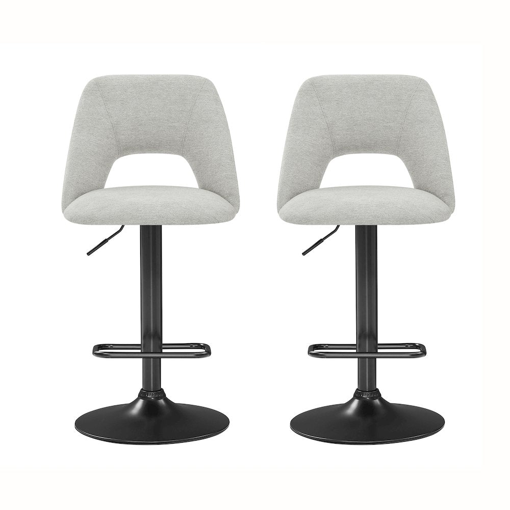Nuvia Contemporary Adjustable Barstool with Upholstered Swivel Seats, Set of 2