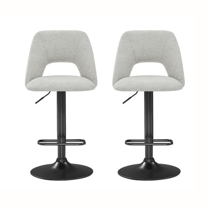 Nuvia Contemporary Adjustable Barstool with Upholstered Swivel Seats, Set of 2