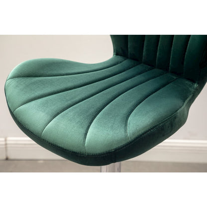 Ellston Upholstered Adjustable Swivel Barstools in Green, Set of 2
