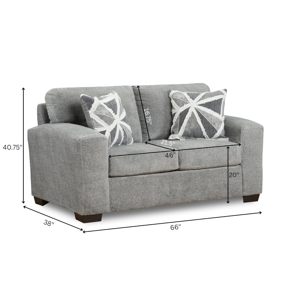 Arden Living Room Chenille Upholstered Loveseat, Posh Gray