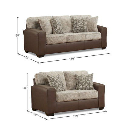 Marvella 4-Piece Living Room Set, Chocolate Faux Leather