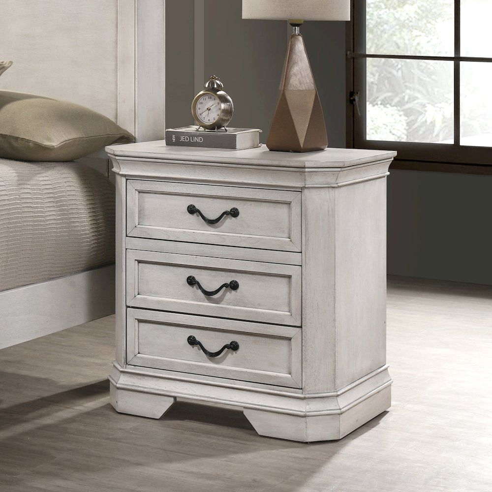 Maderne Wood Panel Bed with Dresser, Mirror, Two Nightstands, King