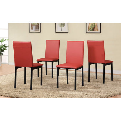 Citico 5-Pc Dinette Set with Laminated Faux Marble Top and 4 Red Chairs