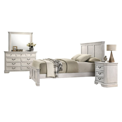 Maderne Wood Panel Bed with Dresser, Mirror, Nightstand, Queen