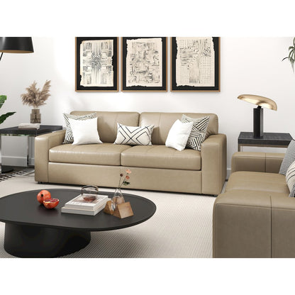 Sakan Leather Upholstered 2-Piece Living Room Set, Sofa and Loveseat, Beige