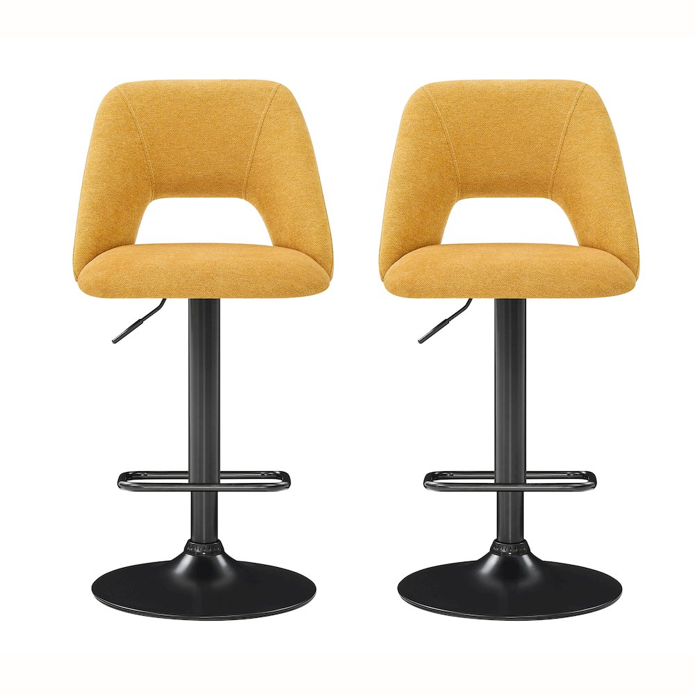 Nuvia Contemporary Adjustable Barstool with Upholstered Swivel Seats, Set of 2