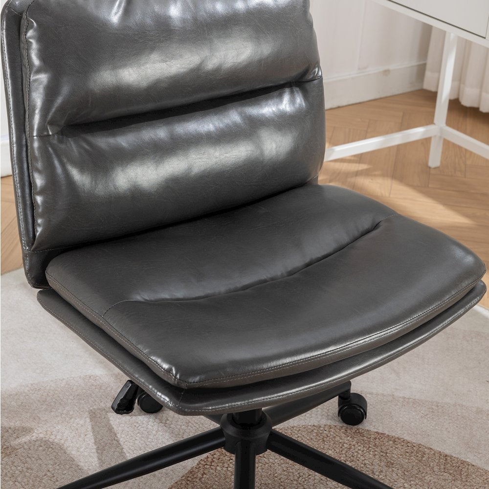 Bizerte Adjustable Swivel Criss Cross, Wide Seat Office or Vanity Chair, Gray