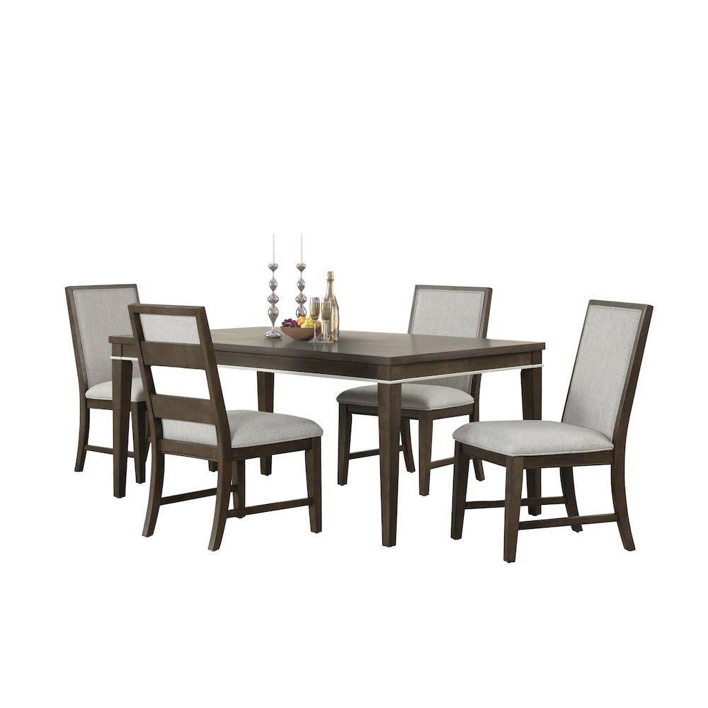 Aberll Wood Dining Room Set, Table with 4 Side Chairs, Gray
