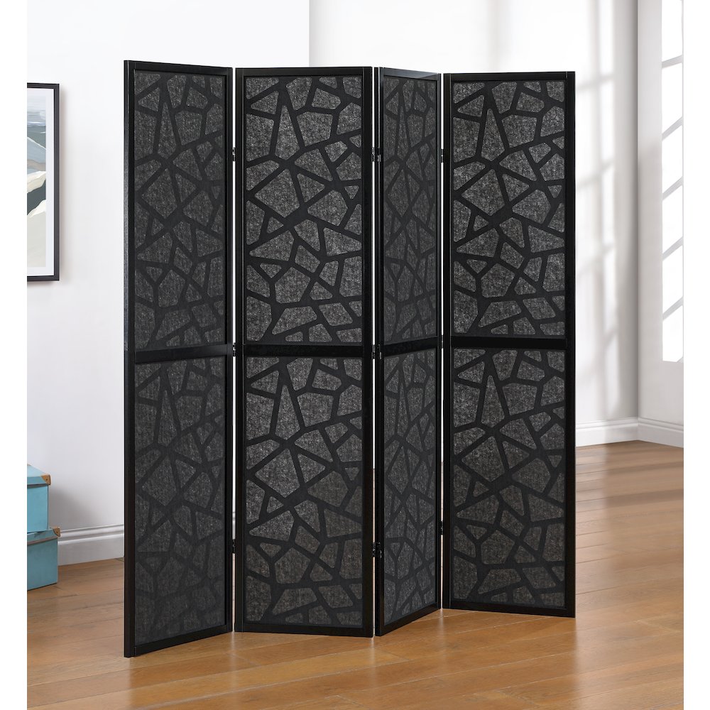 Aurra 4-Panel Wood Room Divider, Folding Portable Partition Screen, Black