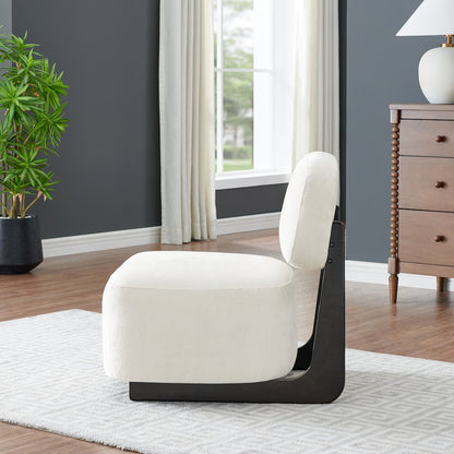 Solara Modern Accent Chair with Solid Wood Frame, White