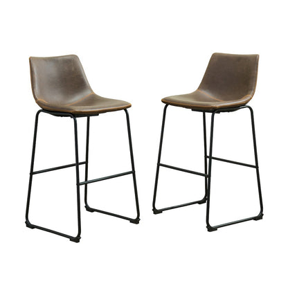 Lotusville Vintage PU Leather Barstools, Antique Brown, Set of 2