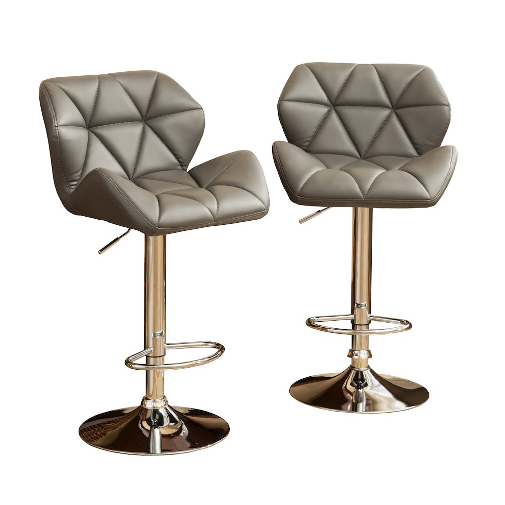 Glasgow Contemporary Tufted Adjustable Height Gray Bar Stools, Set of 2