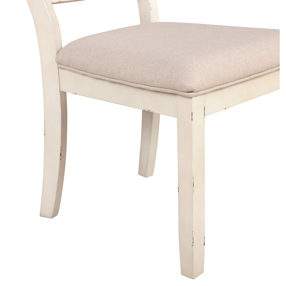 Prato 7-PC Dining Set With Cross Back Chairs, Antique White and Distressed Oak