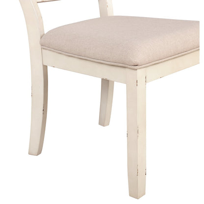 Prato 7-PC Dining Set With Cross Back Chairs, Antique White and Distressed Oak