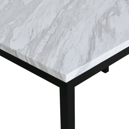 Citico 5-Pc Dinette Set with Faux Marble Top, White Table with Black Chairs