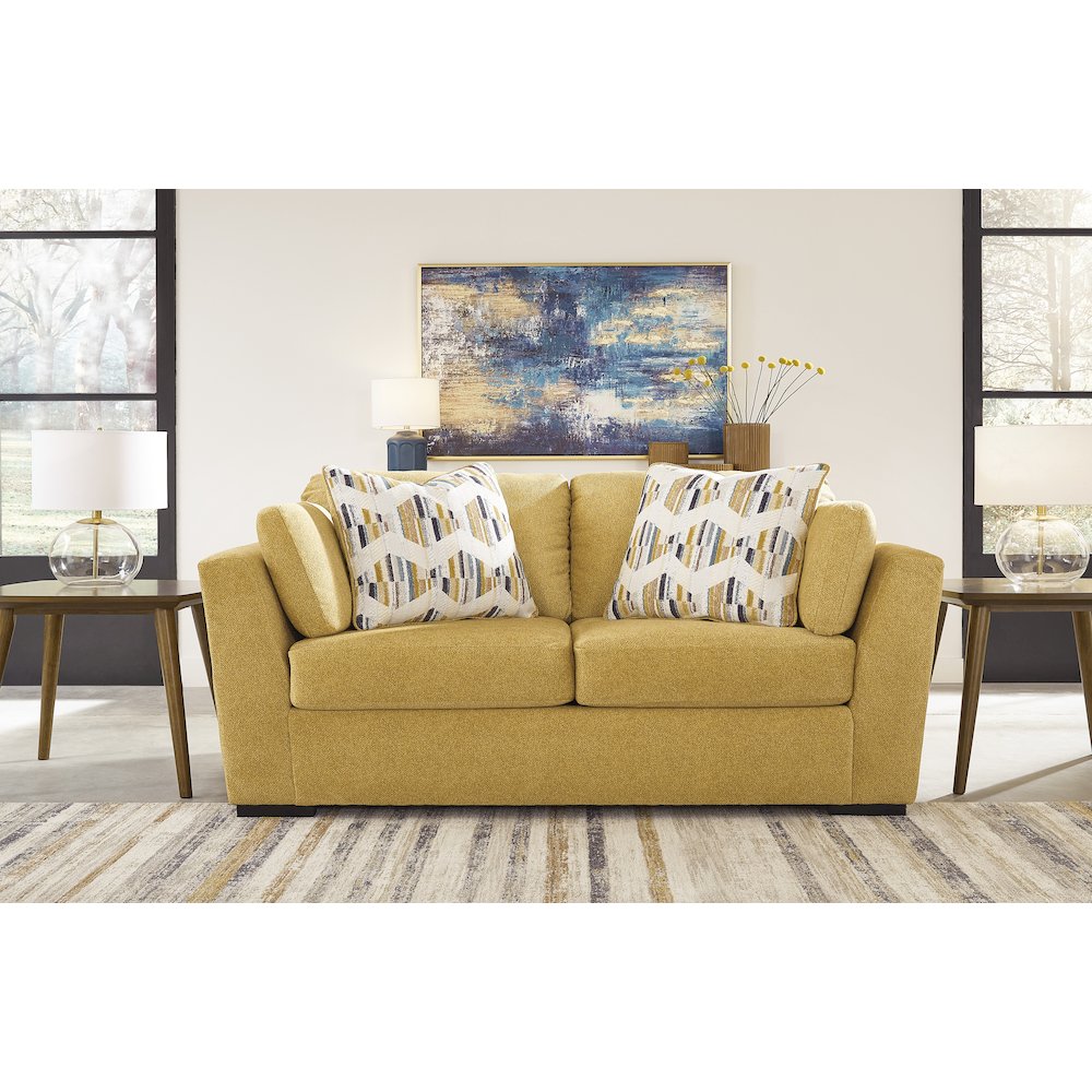Clareen 4-Pc Living Room Set, Sofa Loveseat Cutler Chair and Ottoman, Sunflower