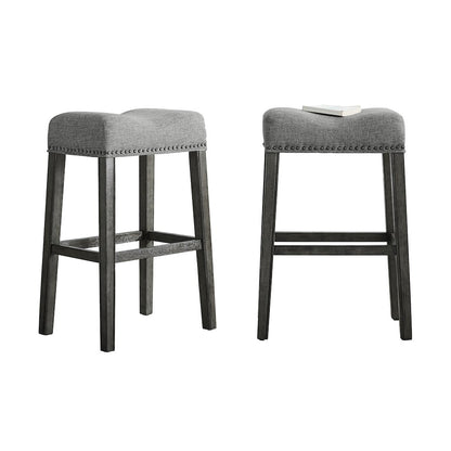 CoCo Upholstered Backless Saddle Seat Bar Stools 29" height Set of 2, Gray