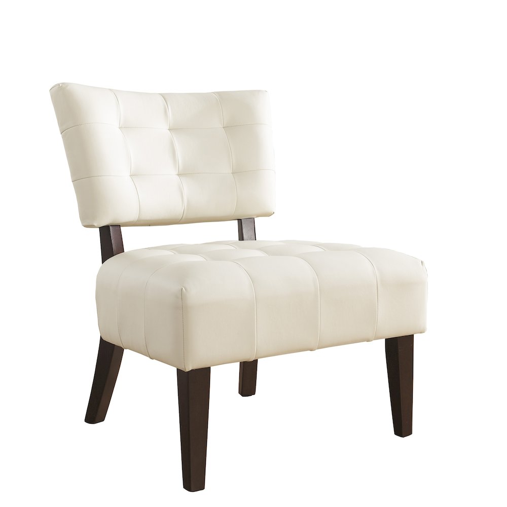 Movile Blended Leather Tufted Accent Chair with Oversized Seating, Ivory