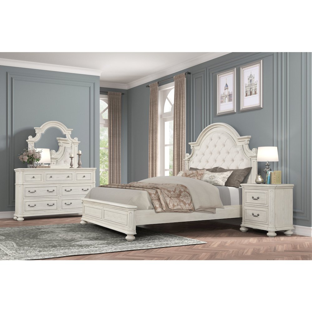 Nelson French Traditional 4-Piece Bedroom Set, Antique White, King
