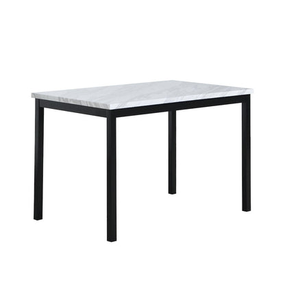 Citico 5-Pc Dinette Set with Faux Marble Top, White Table with Gray Chairs