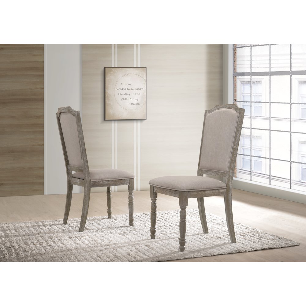 Ferran Wood Pedestal Dining Table Set in Reclaimed Gray