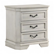 Wood 3-Drawer Nightstand with Antique-Finish Top, Bedside Table, Antique White