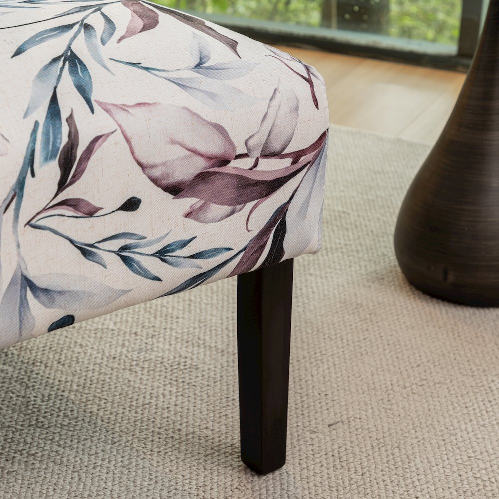 Capa Print Fabric Armless Contemporary Accent Chair, Purple Floral