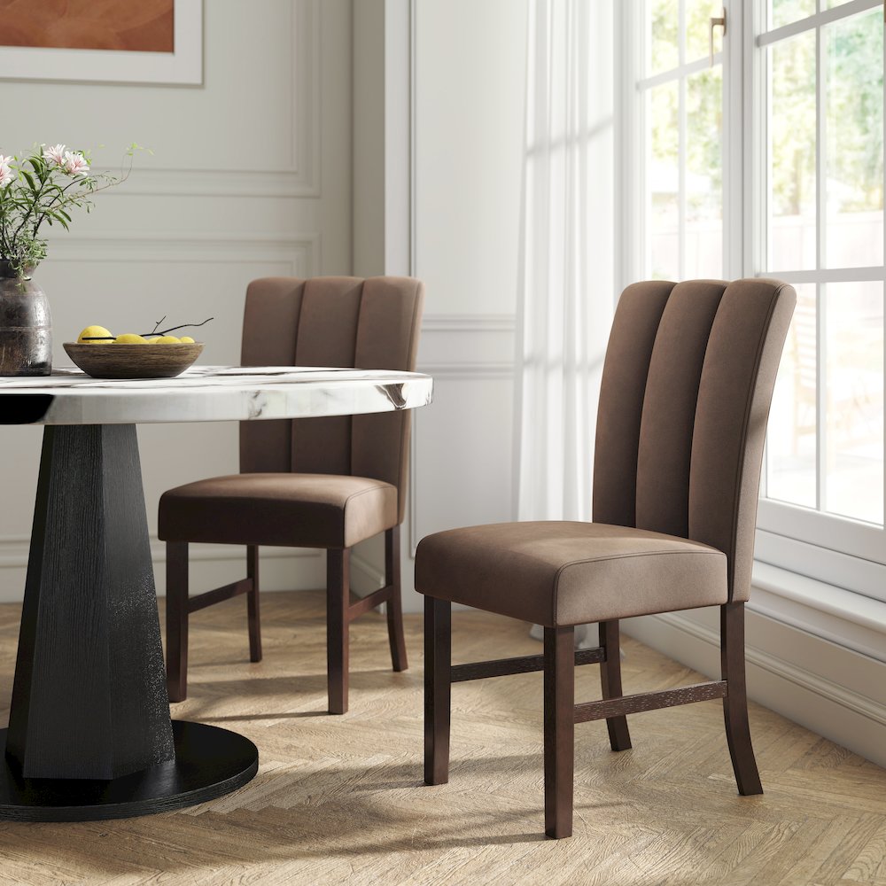 Strata Velvet Upholstered Dining Chairs, Set of 2, Chocolate