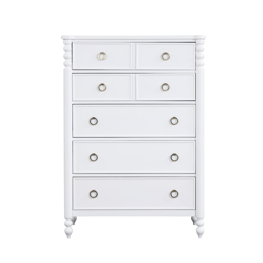 Avellune 5-Drawer Chest, White Finish