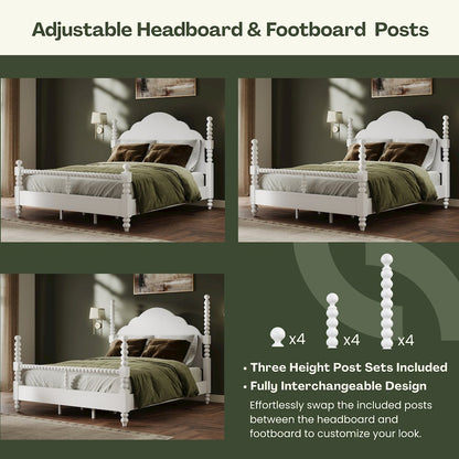 Avellune 5pc Bedroom Set: King Bed, Dresser, Mirror, 2 Nightstands, White