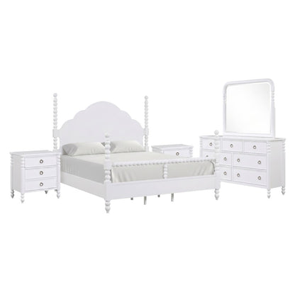Avellune 5pc Bedroom Set: King Bed, Dresser, Mirror, 2 Nightstands, White