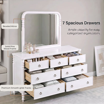 Avellune 5pc Bedroom Set: King Bed, Dresser, Mirror, 2 Nightstands, White